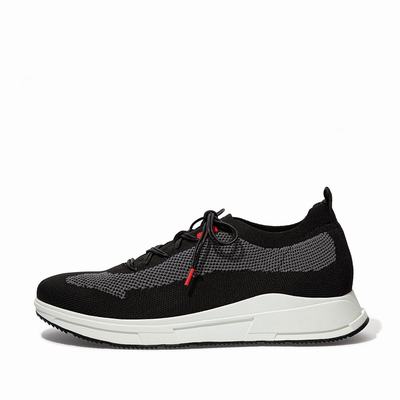 Fitflop Men's FREY Knit Sneakers - Black, QE7346980
